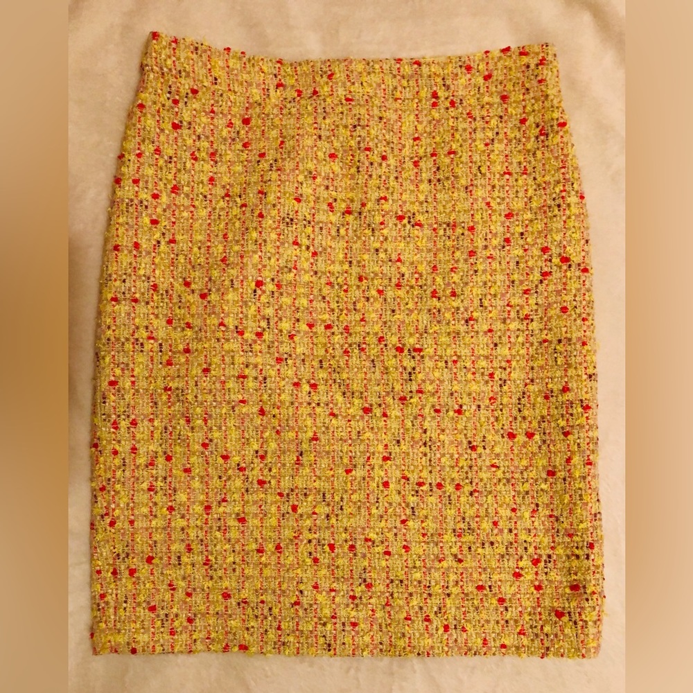 J Crew tweed neon pencil skirt size 8